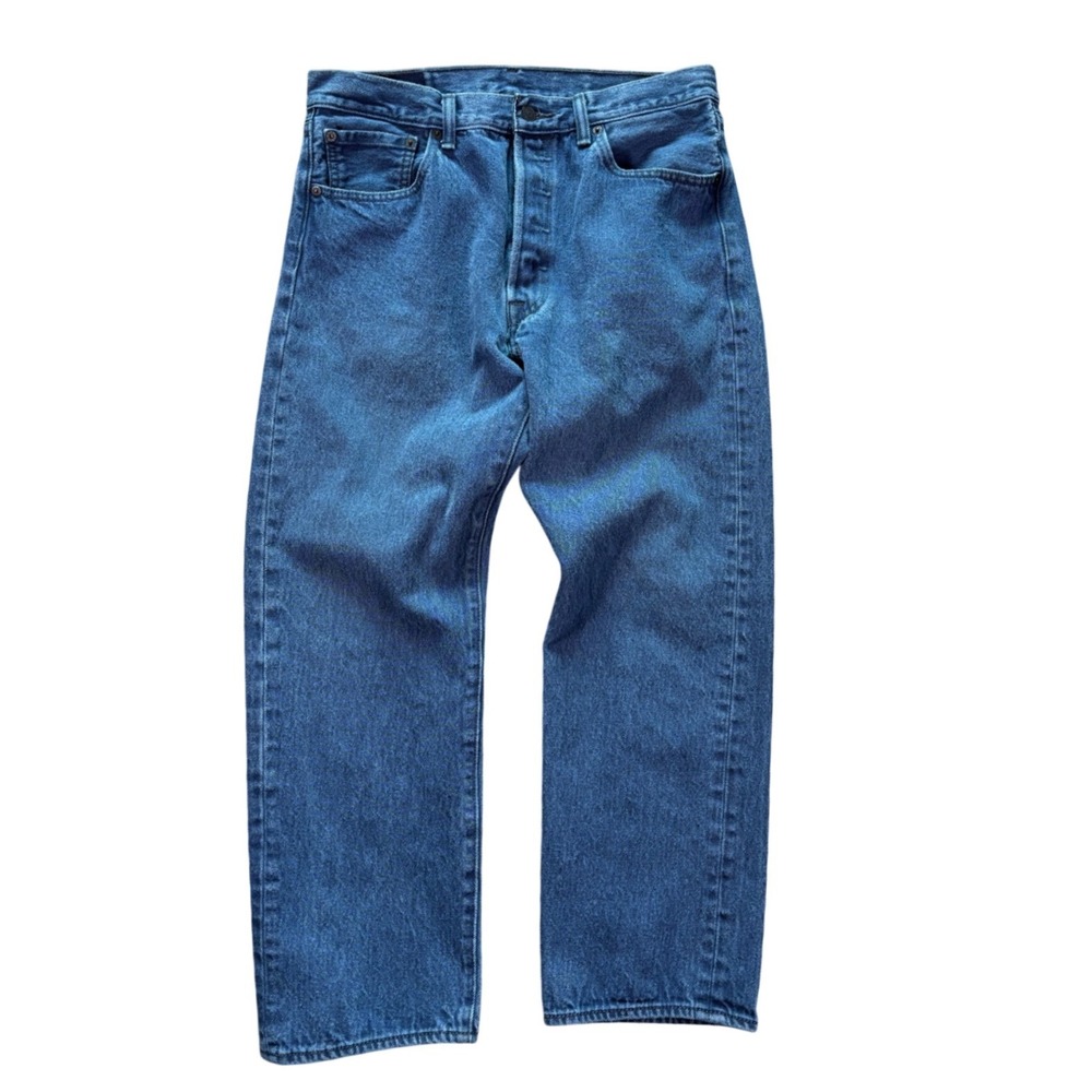 Levi's 501 Blue Wash Denim Button Fly Jeans 34x30